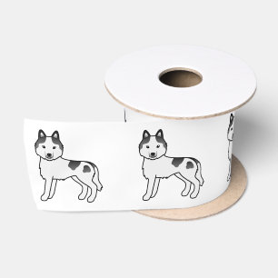 Ruban En Satin Husky Sibérien pie balck mignon chien de dessin an