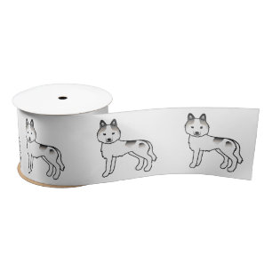 Ruban En Satin Husky sibérien piebalde gris Chien de dessin animé