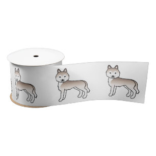 Ruban En Satin Husky Sibérien Rouge Clair Chien de Dessin Animé M