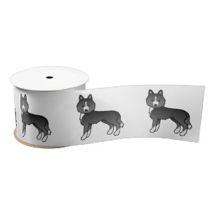 Ruban En Satin Husky Sibérien surtout noir Chien de dessin animé