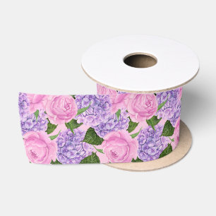 Ruban En Satin Hydrangea et motif de pivoine