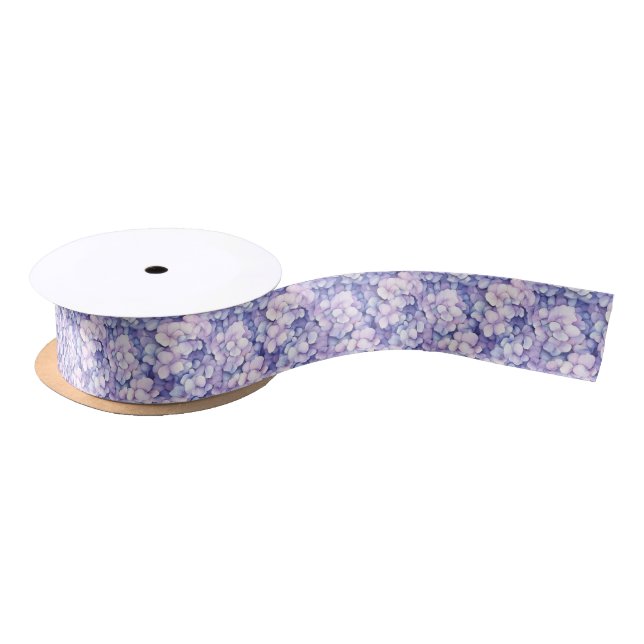 Ruban En Satin Hydrangea Fleurale Violette et Bleue (Bobine)