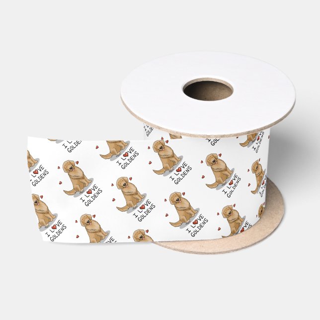 Ruban En Satin I Love Goldens - I Love Golden Retrievers (Bobine)