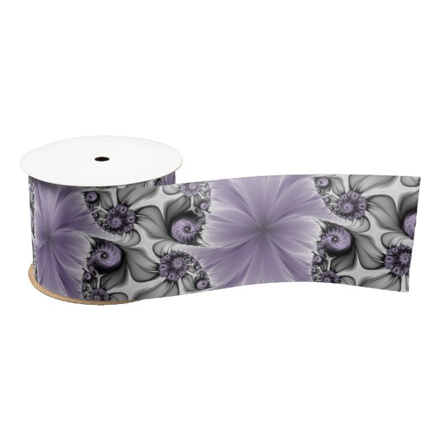 Ruban En Satin Illusion Lilac Abstrait Floral Fractal Art Imagina (Bobine)