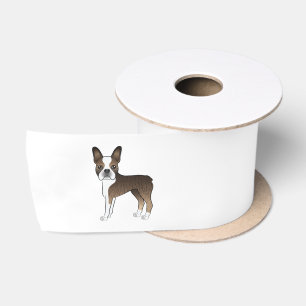 Ruban En Satin Illustration Brindle Et White Boston Terrier Dog