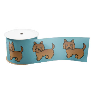 Ruban En Satin Illustration de chien cartoon Terrier Cairn rouge