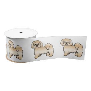 Ruban En Satin Illustration de chien de dessin animé mignon Lhasa