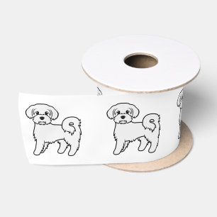 Ruban En Satin Illustration de chien de dessin mignon maltais