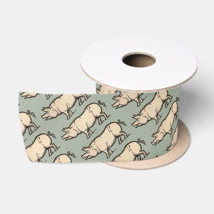 Ruban En Satin Illustration de cochon antique mignon vintage