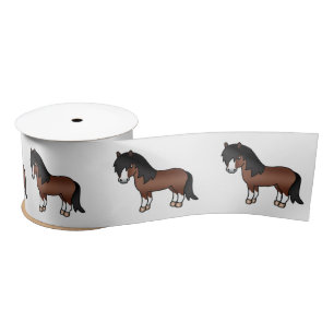 Ruban En Satin Illustration de dessin animé mignon de poney Shetl