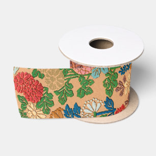 Ruban En Satin Illustration de motif de éventail de fleurs japona