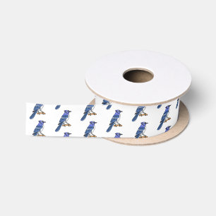 Ruban En Satin Illustration d'oiseau de jay bleu