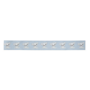 Ruban En Satin Illustration d'ours mignon sur arrière - plan bleu