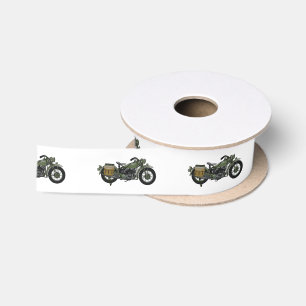 Ruban En Satin Illustration d'une moto de croiseur militaire