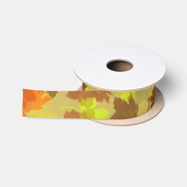 Ruban En Satin Illustration Feuilles d'automne (Bobine)