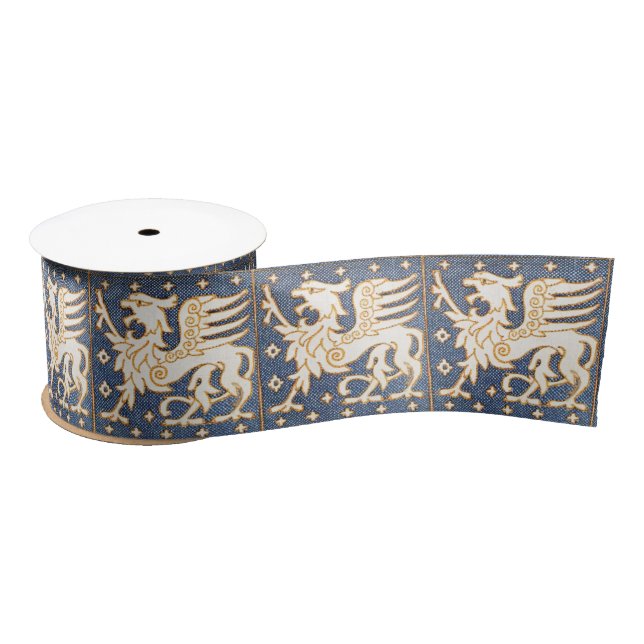 RUBAN EN SATIN IMAGINAIRE BLANC BLEU GRIFFINS (Bobine)