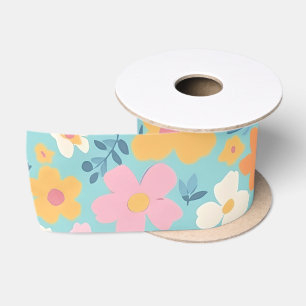 Ruban En Satin Impression florale d'été
