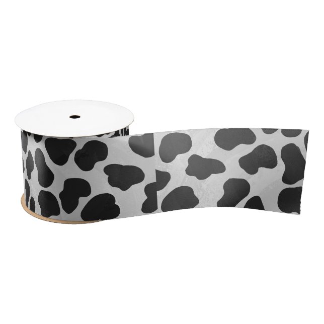 Ruban En Satin Impression noire et blanche dalmate (Bobine)