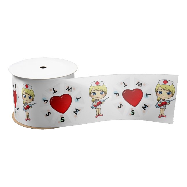 Ruban En Satin Infirmière amour coeur (Bobine)