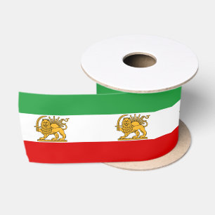 Ruban En Satin Iran, drapeau persan avec Lion, Shah d'Iran / Gran