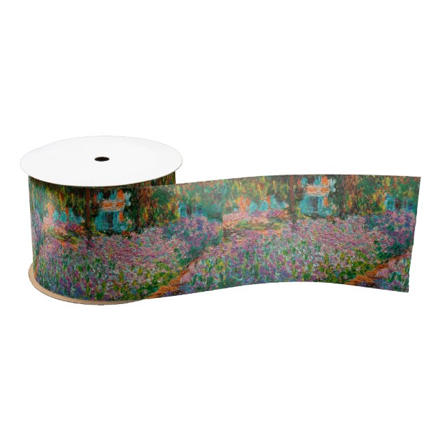 Ruban En Satin Irises Monet Garden Fleurs Giverny (Bobine)