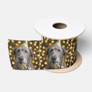 Ruban En Satin Irish Wolfhound de fête avec chapeau de fête