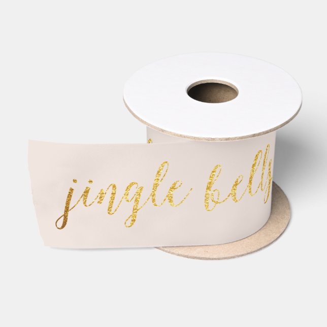 Ruban En Satin Ivory Pastel Golden Jingle Bells (Bobine)