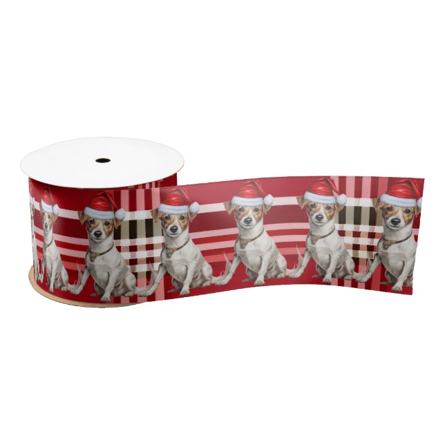 Ruban En Satin Jack Russell Red Holiday Plaid Funny Chien Noël (Bobine)