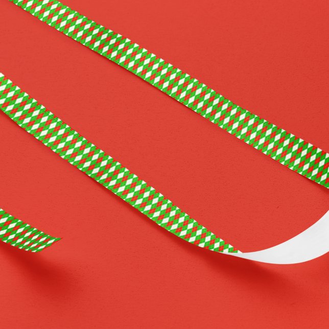 Ruban En Satin Jacquard Rouge Et Vert Noël (Créateur téléchargé)