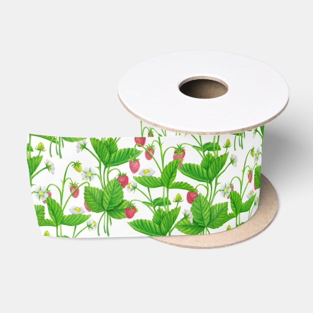 Ruban En Satin Jardin aux fraises (Bobine)