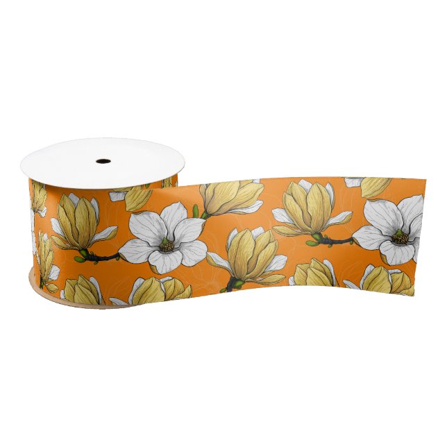 Ruban En Satin Jardin de Magnolia en jaune (Bobine)