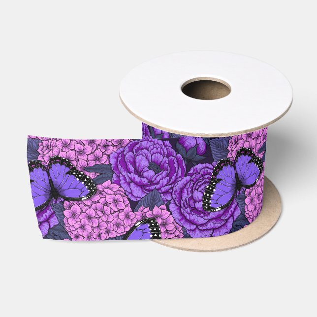 Ruban En Satin Jardin morpho bleu 2 (Bobine)