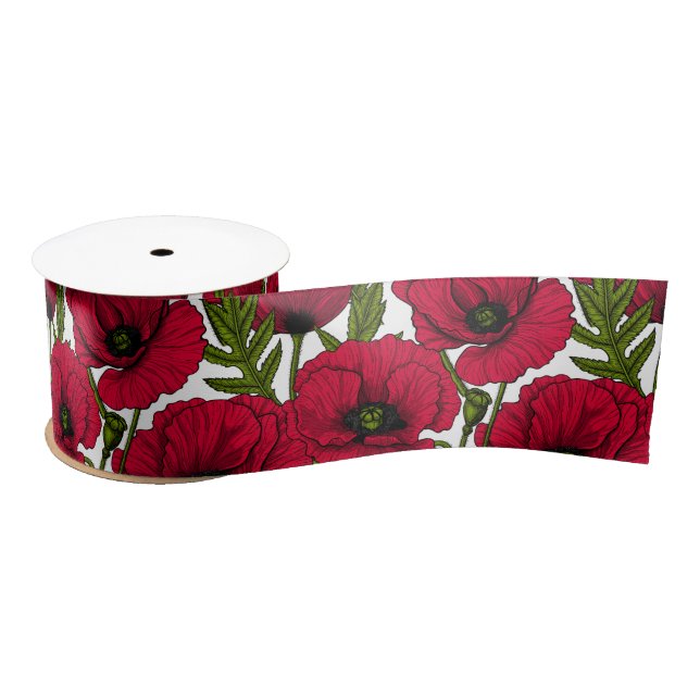 Ruban En Satin Jardin Red Poppy 2 (Bobine)