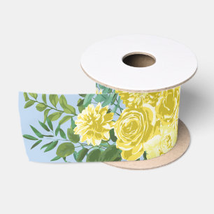 Ruban En Satin Jaune clair et bleu pâle Rose Mariage floral