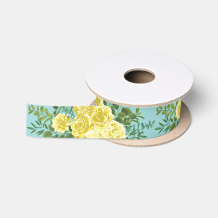 Ruban En Satin Jaune clair et Turquoise Aqua Rose Mariage Floral