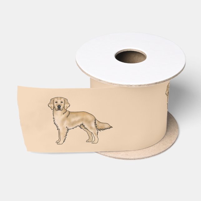 Ruban En Satin Jaune Golden Retriever mignon Chiens caricaturés B (Bobine)