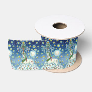 RUBAN EN SATIN JE CROIS À L'UNICORN DE NOËL, IMAGINAIRE RIBBON
