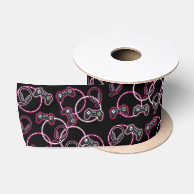 Ruban En Satin Jeu vidéo Neon Rose Girls Motif (Bobine)