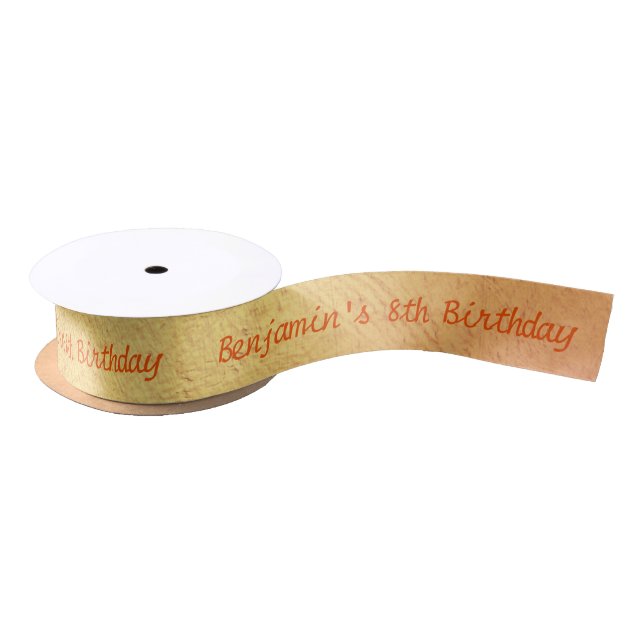 Ruban En Satin Jeux d'anniversaire pour enfants Orange Gold (Bobine)