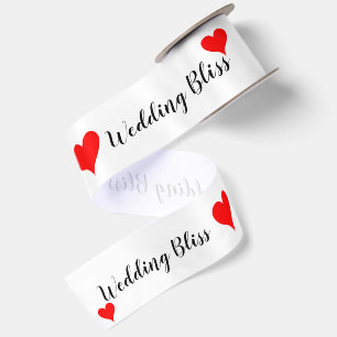 Ruban En Satin Joie de mariage Cœurs Rouges 3"