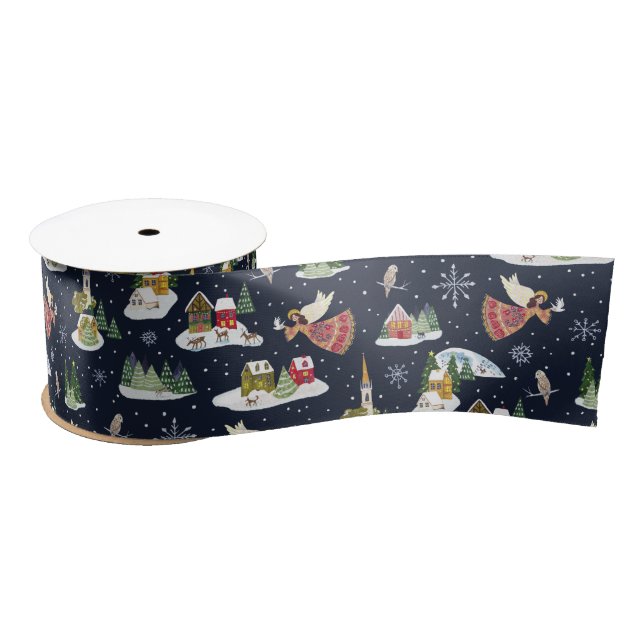 Ruban En Satin Joli ange paix sur terre Noël (Bobine)