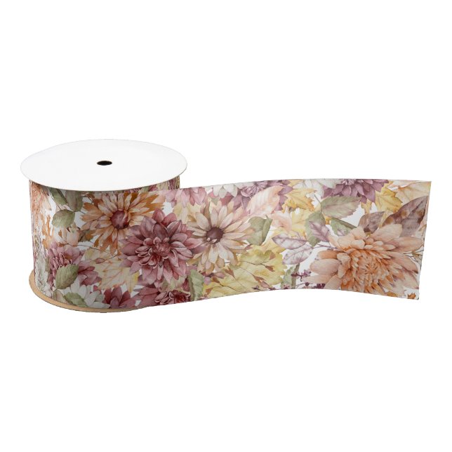 Ruban En Satin Joli automne floral (Bobine)