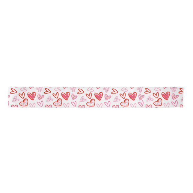 Ruban En Satin Joli dans les coeurs roses (Devant)