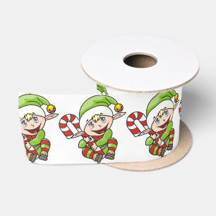 Ruban En Satin Joli elfe de Noël avec canne à sucre