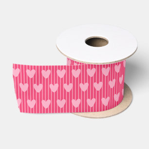 Ruban En Satin Joli motif de la Saint-Valentin à rayures et cœurs