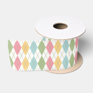 Ruban En Satin Joli Motif Jacquard Pastel