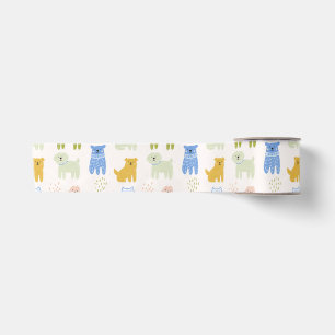 Ruban En Satin Joli papier cadeau aux crayons colorés chiens 