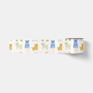 Ruban En Satin Joli papier cadeau aux crayons colorés chiens