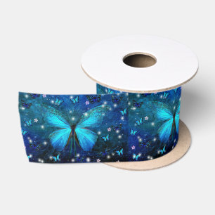 Ruban En Satin Joli Papillons Bleus