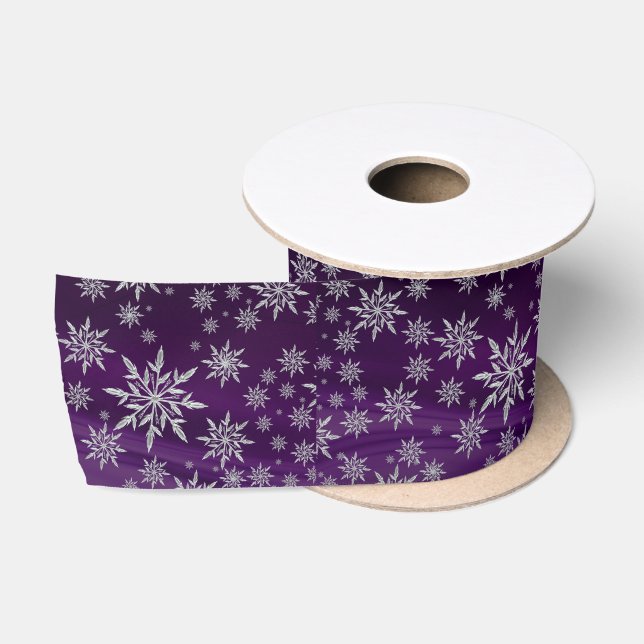 Ruban En Satin Joli violet glace Cristal Snowflakes Noël (Bobine)